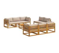 vidaXL Set Salotto da Giardino Componibile 9 Pezzi Naturale