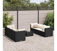 vidaXL Set Salotto da Giardino con Cuscini 7pz Nero Polyrattan