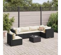 vidaXL Set Salotto da Giardino con Cuscini 7pz Nero Polyrattan