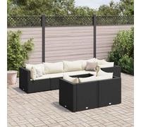 vidaXL Set Salotto da Giardino con Cuscini 7pz Nero Polyrattan