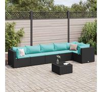 vidaXL Set Salotto da Giardino con Cuscini 7pz Nero Polyrattan