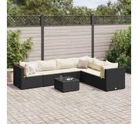 vidaXL Set Salotto da Giardino con Cuscini 7pz Nero Polyrattan