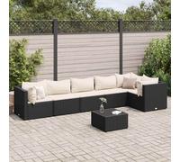 vidaXL Set Salotto da Giardino con Cuscini 7pz Nero Polyrattan