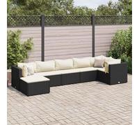 vidaXL Set Salotto da Giardino con Cuscini 7pz Nero Polyrattan