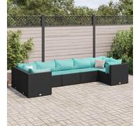 vidaXL Set Salotto da Giardino con Cuscini 7pz Nero Polyrattan