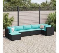 vidaXL Set Salotto da Giardino con Cuscini 7pz Nero Polyrattan