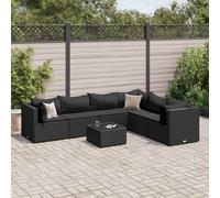 vidaXL Set Salotto da Giardino con Cuscini 7pz Nero Polyrattan