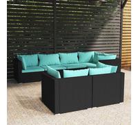 vidaXL Set Salotto da Giardino con Cuscini 7pz Nero Polyrattan