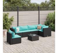 vidaXL Set Salotto da Giardino con Cuscini 7pz Nero Polyrattan