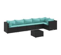 vidaXL Set Salotto da Giardino con Cuscini 7pz Nero Polyrattan, Set Salotto da Giardino con Cuscini, Set arredo da Giardino, Set Salotto da Esterno