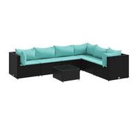 vidaXL Set Salotto da Giardino con Cuscini 7pz Nero Polyrattan, Set Salotto da Giardino con Cuscini, Set arredo da Giardino, Set Salotto da Esterno