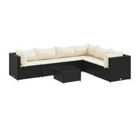 vidaXL Set Salotto da Giardino con Cuscini 7pz Nero Polyrattan, Set Salotto da Giardino con Cuscini, Set arredo da Giardino, Set Salotto da Esterno