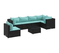 vidaXL Set Salotto da Giardino con Cuscini 7pz Nero Polyrattan, Set Salotto da Giardino con Cuscini, Set arredo da Giardino, Set Salotto da Esterno