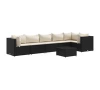 vidaXL Set Salotto da Giardino con Cuscini 7pz Nero Polyrattan, Set Salotto da Giardino con Cuscini, Set arredo da Giardino, Set Salotto da Esterno