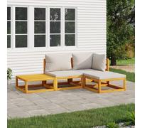 vidaXL Set Salotto Giardino 4pz Cuscini Grigio Chiaro Legno Massello