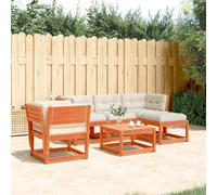 vidaXL Set Salotto Giardino 5pz con Cuscini Marrone Cera Massello Pino