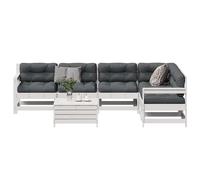 vidaXL Set Salotto Giardino 7pz con Cuscini Bianco Legno Massello Pino