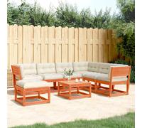 vidaXL Set Salotto Giardino 7pz con Cuscini Marrone Cera Massello Pino