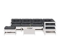 vidaXL Set Salotto Giardino 8pz con Cuscini Bianco Legno Massello Pino