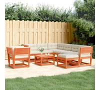 vidaXL Set Salotto Giardino 8pz con Cuscini Marrone Cera Massello Pino
