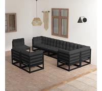 vidaXL Set Salotto Giardino 9 pz Cuscini Antracite Legno Massello Pino