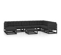 vidaXL Set Salotto Giardino 9 pz Cuscini Antracite Legno Massello Pino