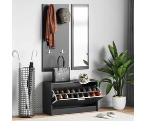 vidaXL Set Scarpiere 3 in 1 Nero in Legno Multistrato