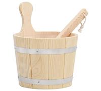 AX Secchiello 5L Mestolo Sauna Rustico Vapore Fodera Plastica Legno Nuovo 51692