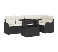 vidaXL Set Sofà da Giardino 6 Pezzi con Cuscini in Rattan Nero - Mobili Esterni Moduli Resistenti alle Intemperie per Balconi e Giardini, Collezione Lounge per Patio