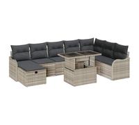 vidaXL Set Sofà Giardino 9 Pezzi Rattan PE Grigio Chiaro Cuscini Seduta Regolabile Mobili Esterni Modulari Resistenti Intemperie Moderni Grande Patio 4 Posti