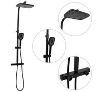 vidaXL Set Soffione Doccia Duale con Miscelatore e Tubo Ottone Nero