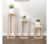 vidaXL Set Supporti per Piante 3 pz in Legno Massello di Pino