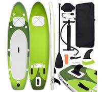 vidaXL Set Tavola da SUP Gonfiabile Verde 300x76x10 cm