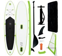 vidaXL Set Tavola Gonfiabile da SUP con Vela Verde e Bianco