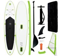vidaXL Set Tavola Gonfiabile da SUP con Vela Verde e Bianco