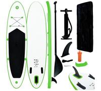 vidaXL Set Tavola Gonfiabile da SUP Verde e Bianco