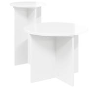 vidaXL Set tavolini 2 pcs Bianco Lucido Legno ingegnerizzato, Tavoli laterali moderni per il soggiorno, mobili funzionali, set compatto per decorare casa