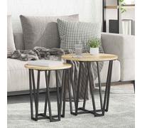 vidaXL Set tavolini 2 pcs Rovere Sonoma e Nero 50 x 50 x 50.5 cm