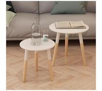 VIDAXL - Set Tavolini 2 Pz In Legno Massello Di Pino Bianchi