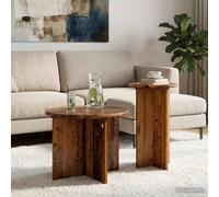 vidaXL Set tavolini 2 pz Legno antico Ø 45 x 35 cm