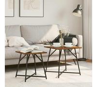vidaXL Set tavolini 2 pz Rovere Affumicato e Nero 50 x 50 x 50 cm