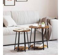 vidaXL Set tavolini 2 pz Rovere Affumicato e Nero 50 x 50 x 51 cm