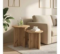 vidaXL Set tavolini 2 pz Rovere Artigianale Ø 45 x 45 cm