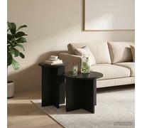 vidaXL Set tavolini 2 pz Rovere Nero Ø 45 x 35 cm Legno ingegnerizzato