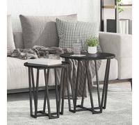 vidaXL Set tavolini 2 pz Rovere Nero 50 x 50 x 50,5 cm