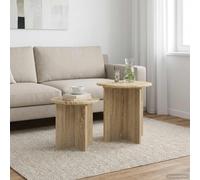 vidaXL Set tavolini 2 pz Rovere Sonoma Ø 45 x 45 cm