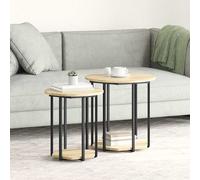vidaXL Set tavolini con lo scaffale 2 pcs Marrone