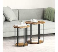 vidaXL Set tavolini con lo scaffale 2 pcs Marrone