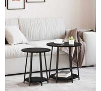 vidaXL Set tavolini con lo scaffale 2 pcs Rovere Nero
