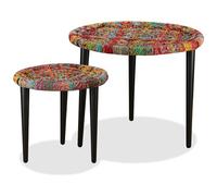 VIDAXL - Set Tavolini Da Caff 2 Pz Con Dettagli Chindi Multicolore